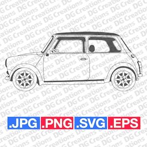 Mini Cooper Side Classic Car SVG Clip Art Graphic Art Instant Download Illustration Car Vector svg eps png jpg Car Stencil Automotive