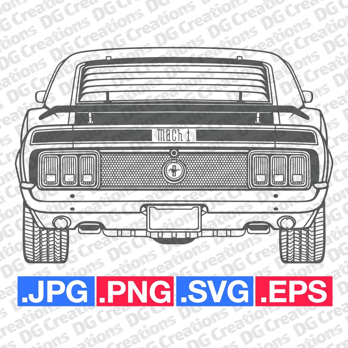 Ford Mustang Mach 1 1970 Rear Car SVG Clip Art Graphic Art Instant ...