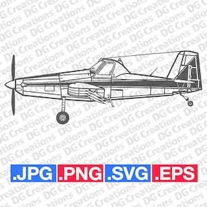 May include: A black and white line drawing of a single-engine airplane. The airplane is viewed from the side and has a propeller on the front. The airplane has a high wing design and a tail with a single rudder.