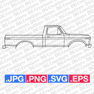 Ford F100 Short Bed Pick Up Truck 1974 SVG Clip Art Graphic Art Instant Download Illustration Car Vector svg eps png Stencil Automotive