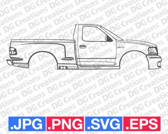 Ford SVT Lightning 2001 Pick Up Truck Car SVG Clip Art Graphic Art Instant Download Illustration Vector svg eps png jpg Stencil Automotive