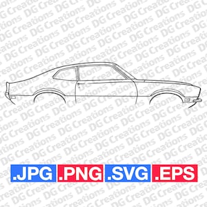 Ford Maverick 1973 Car SVG Clip Art Graphic Art Instant Download Illustration Vector svg eps png jpg Stencil Automotive File