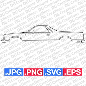 Chevrolet El Camino 1981 Samochód SVG Clip Art Grafika Sztuka Natychmiastowe pobieranie Ilustracja Wektor svg eps png jpg Szablon Plik motoryzacyjny