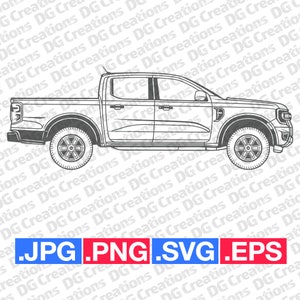 Ford Ranger Lariat pleine camionnette 2024 SVG Clip Art art graphique téléchargement immédiat Illustration voiture vecteur svg eps png pochoir automobile