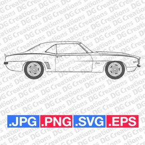 Chevrolet Camaro Z28 1969 Streetcar Car SVG Clip Art Graphic Art Instant Download Illustration Vector svg eps png jpg Stencil Automotive