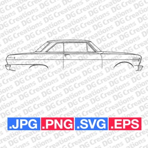 Chevrolet Nova 1962 Muscle Car SVG Clip Art Graphic Art Instant Download Illustration Vector svg eps png jpg Stencil Automotive File