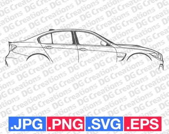 BMW F80 M3 Car SVG Clip Art Graphic Art Instant Download Illustration Vector svg eps png jpg Stencil Automotive File