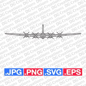 B-29 Superfortress Vintage Bomber Front Airplane WW2 Era SVG Clip Art Graphic Art Instant Download Illustration Vector svg eps png Stencil