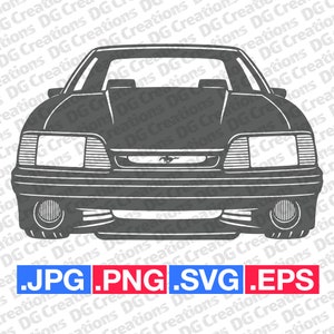 Ford Mustang Cobra 1993 voorste auto SVG clip art grafische kunst Instant Download illustratie auto vector SVG EPS PNG stencil Automotive