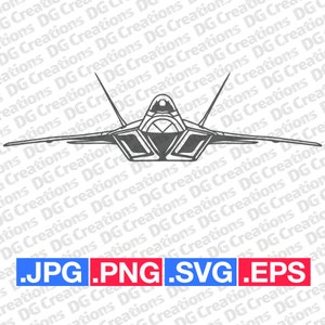 F-22 Raptor Fighter Jet War Plane Modern Airplane Front SVG Clip Art Graphic Art Instant Download Illustration Vector svg eps png Stencil