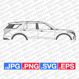 Ford Explorer 2020 SUV Car SVG Clip Art Graphic Art Instant Download Illustration Car Vector svg eps png jpg Stencil Automotive File