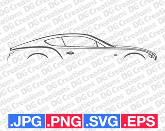 Bentley Continental GT Car SVG Clip Art Graphic Art Instant Download Car Illustration Vector svg eps png jpg Stencil Automotive File