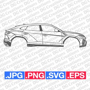 Lamborghini Urus 2019 SUV Car SVG Clip Art Graphic Art Instant Download Illustration Car Vector svg eps png jpg Stencil Automotive File