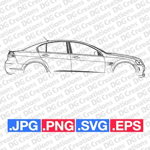 Pontiac G8 2009 Sedan Car SVG Clip Art Graphic Art Instant Download Illustration Car Vector svg eps png jpg Stencil Automotive File