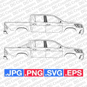 Toyota Hilux 2019 camion voiture SVG Clip Art graphique téléchargement instantané Illustration voiture vecteur svg eps png jpg pochoir automobile fichier