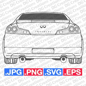 Infinity G35 Rear End Car SVG Clip Art Graphic Art Instant Download Illustration Car Vector svg eps png jpg Stencil Automotive File