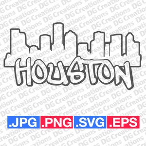 Houston Skyline Silhouette SVG Clip Art Graphic Art Instant Download Illustration City Skyline Vector svg eps png jpg Stencil File