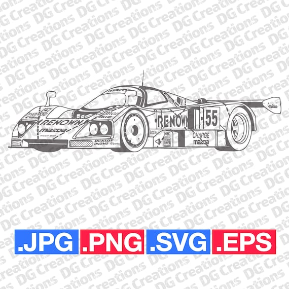 Mazda 787B Le Mans Racecar Full Car SVG Clip Art Graphic Art