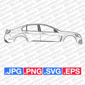 Chevrolet SS 2014 Sedan Car SVG Clip Art Graphic Art Instant Download Illustration Car Vector svg eps png jpg Stencil Automotive File