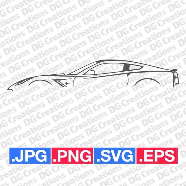 Chevrolet Corvette Stingray C7 Sportscar Car SVG Clip Art Graphic Art Instant Download Illustration Vector svg eps png Stencil Automotive