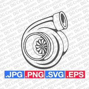 Turbocompresseur Turbo SVG Clip Art Graphic Art Téléchargement instantané Illustration Car Part Vector svg eps png jpg Pochoir Automotive File