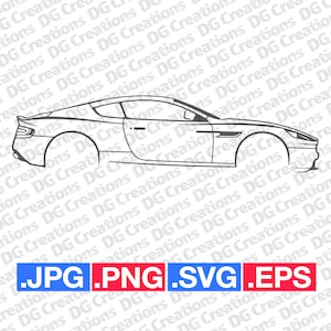 Aston Martin DB9 Sportscar Car SVG Clip Art Graphic Art Instant Download Car Illustration Vector svg eps png jpg Stencil Automotive File