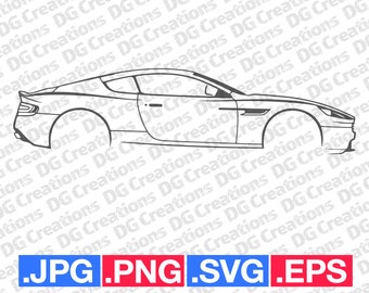 Aston Martin DB9 Sportscar Car SVG Clip Art Graphic Art Instant Download Car Illustration Vector svg eps png jpg Stencil Automotive File