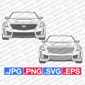 Cadillac CTS-V 2017 Front Car SVG Clip Art Graphic Art Instant Download Illustration Vector svg eps png jpg Stencil Automotive File image 1