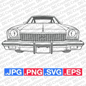 Chevrolet Chevelle SS 1973 Front Silhouette Car SVG Clip Art Graphic Art Instant Download Illustration Vector svg eps png Stencil Automotive