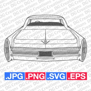 Cadillac Deville 1968 Rear Car SVG Clip Art Graphic Art Instant Download Illustration Car Vector svg eps png jpg Stencil Automotive File