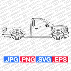 Ford F150 Regular Cab Pick Up Truck 2023 Full SVG Clip Art Graphic Art Instant Download Illustration Vector svg eps png Stencil Automotive