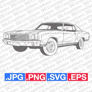シボレー モンテカルロ 1970 フロントカー SVG クリップ アート グラフィック アート インスタントダウンロード イラスト ベクター svg eps png jpg ステンシル 自動車
