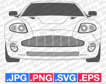 Aston Martin Vanquish Front Sportscar Car SVG Clip Art Graphic Art Instant Download Car Illustration Vector svg eps png Stencil Automotive