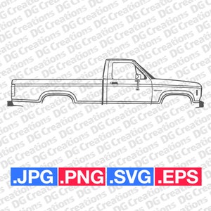 Ford Ranger Pick Up Truck 1984 SVG Clip Art Graphic Art Instant Download Illustration Car Vector svg eps png jpg Stencil Automotive