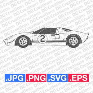 Ford GT40 Classic Racecar Sportscar Car SVG Clip Art Graphic Art Instant Download Illustration Car Vector svg eps png Stencil Automotive