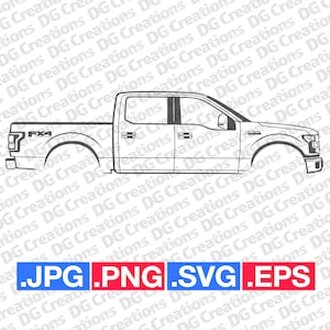 Ford F150 FX4 Pick Up Truck 2019 4 Door Car SVG Clip Art Graphic Art Instant Download Illustration Vector svg eps png Stencil Automotive