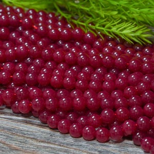 Hochwertiger Korund - Roter Rubin zur Herstellung von Schmuck 2 mm 3 mm 4 mm 6 mm 8 mm 10 mm 12 mm voller Strang 15,5 "