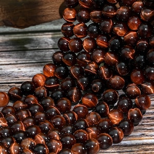 Premium Round Red Tiger's Eye Beads - Genuine High Quality Gemstones - Available in 4mm, 6mm, 8mm, 10mm, and 12mm - 15.5" Inch Strand