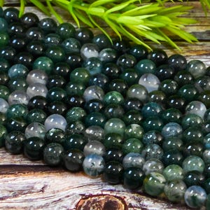 Natural Green Moss Agate Round Beads 4mm 6mm 8mm 10mm Round Beads 15.5&quot; Strand