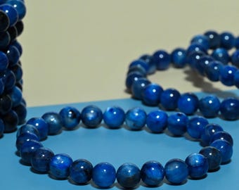 Pulsera de cianita azul de 8 mm, pulsera de cuentas de cristal hecha a mano, pulsera relajante para meditación y sanación para hombres y mujeres, regalo