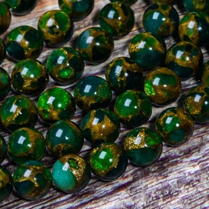 Green Impression Jasper Beads 4mm 6mm 8mm 10mm 12mm Copper Turquoise Jasper Smooth Round Beads 15.5" Strand