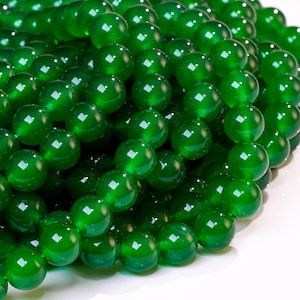 Green Agate Smooth Round Gemstone Beads 4mm 6mm 8mm 10mm 12mm - 15.5&quot; inch Full Strand