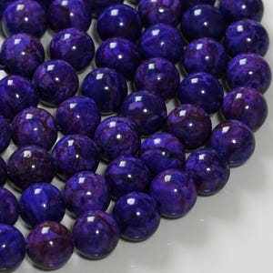 15.5&quot; Deep Purple South African Turquoise 6mm 8mm 10mm 12mm Smooth Round Gemstone Loose Beads