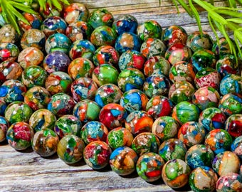 15.5" Rainbow Sea Sediment Imperial Jasper Gemstone 4MM, 6MM, 8MM, 10MM, 12MM Round Loose Beads