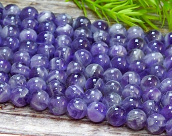 Dream Amethyst Gemstone Light Lavender Smooth Beads - Genuine Natural Round Beads 4mm 6mm 8mm 10mm 12mm strand 15.5"