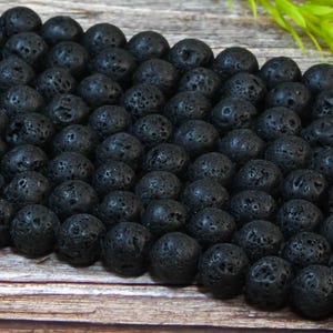 15,5 &quot;schwarzer Lavastein Vulkangestein Kunststein Glatte Runde 4 mm 6 mm 8 mm 10 mm 12 mm Lose Perlen 15,5 &quot;Zoll voller Strang