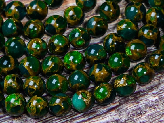 Green Impression Jasper Beads 4mm 6mm 8mm 10mm 12mm Copper Turquoise Jasper Smooth Round Beads 15.5" Strand