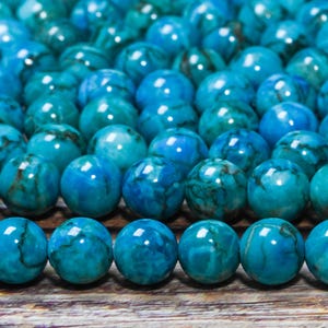 15.5" Blue South African Turquoise 6mm 8mm 10mm 12mm Smooth Round Gemstone Loose Beads