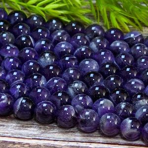 AAA Genuine Natural Deep Purple Dream Amethyst Gemstone Smooth Round Beads 4mm 6mm 8mm 10mm 12mm Various Sizes strand 15.5&quot;