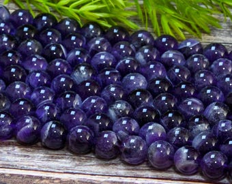 AAA Genuine Natural Deep Purple Dream Amethyst Gemstone Smooth Round Beads 4mm 6mm 8mm 10mm 12mm 14mm Various Sizes strand 15.5"